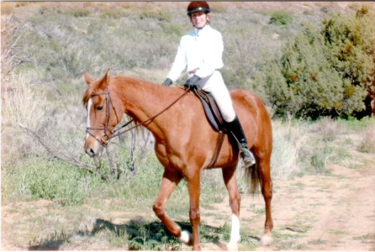 Prim, my fraidy-cat trail horse.  In 22 years she has only dumped me once, and it was my fault.  Not hers.