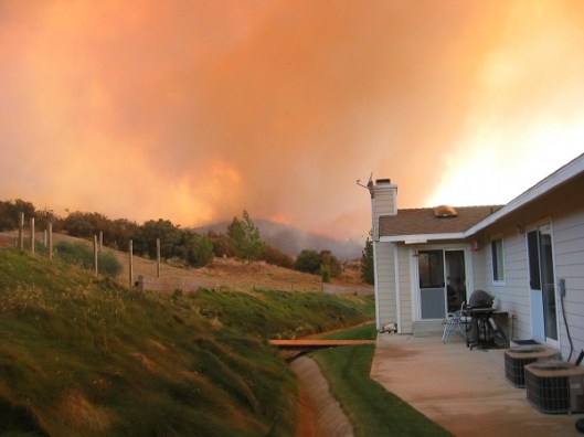 Watching the fire approach our house.
